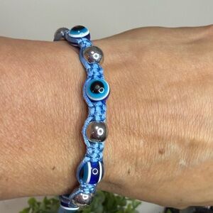 Devil’s Eye on Blue Macrame Bracelet